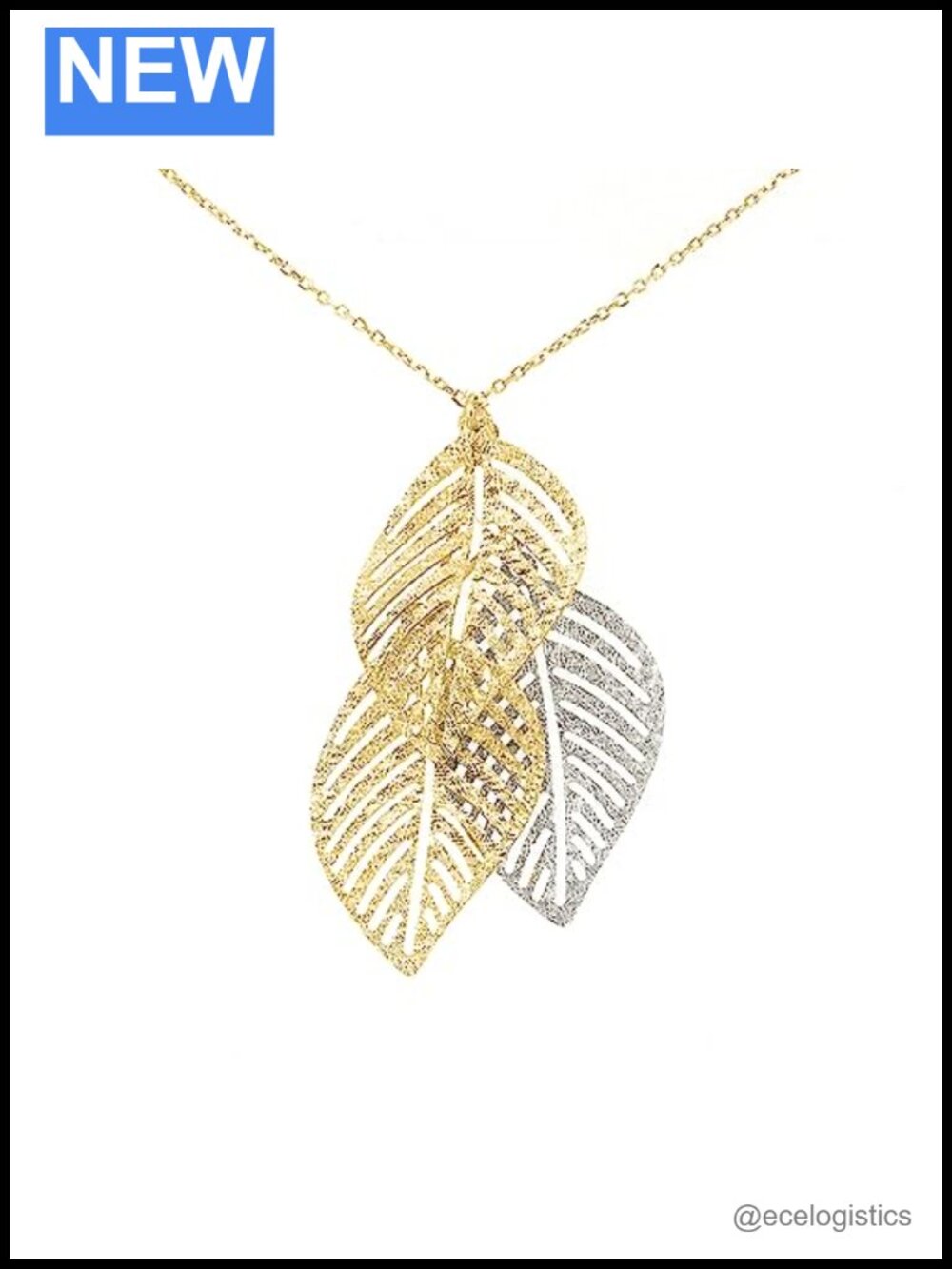 14k White Gold Leaf Pendant Necklace